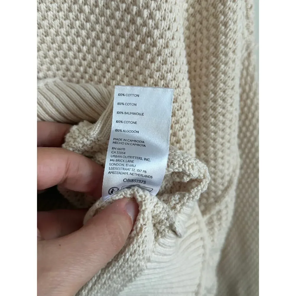 FP Beach Dropped Shoulder Turtleneck Pullover Knit Sweater Cream Women's Large - Picture 7 of 8